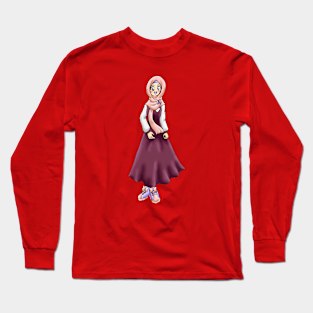 ANIME HIJAB GIRL SCHOOL UNIFORM (RED) Long Sleeve T-Shirt